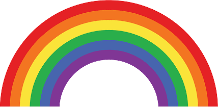 Colorful rainbow with seven distinct bands.